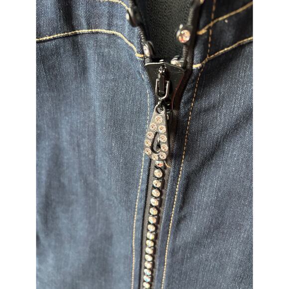 Christine Alexander Blue Denim Jacket Embellished Swarovski Crystal Rhinestones - Picture 4 of 10